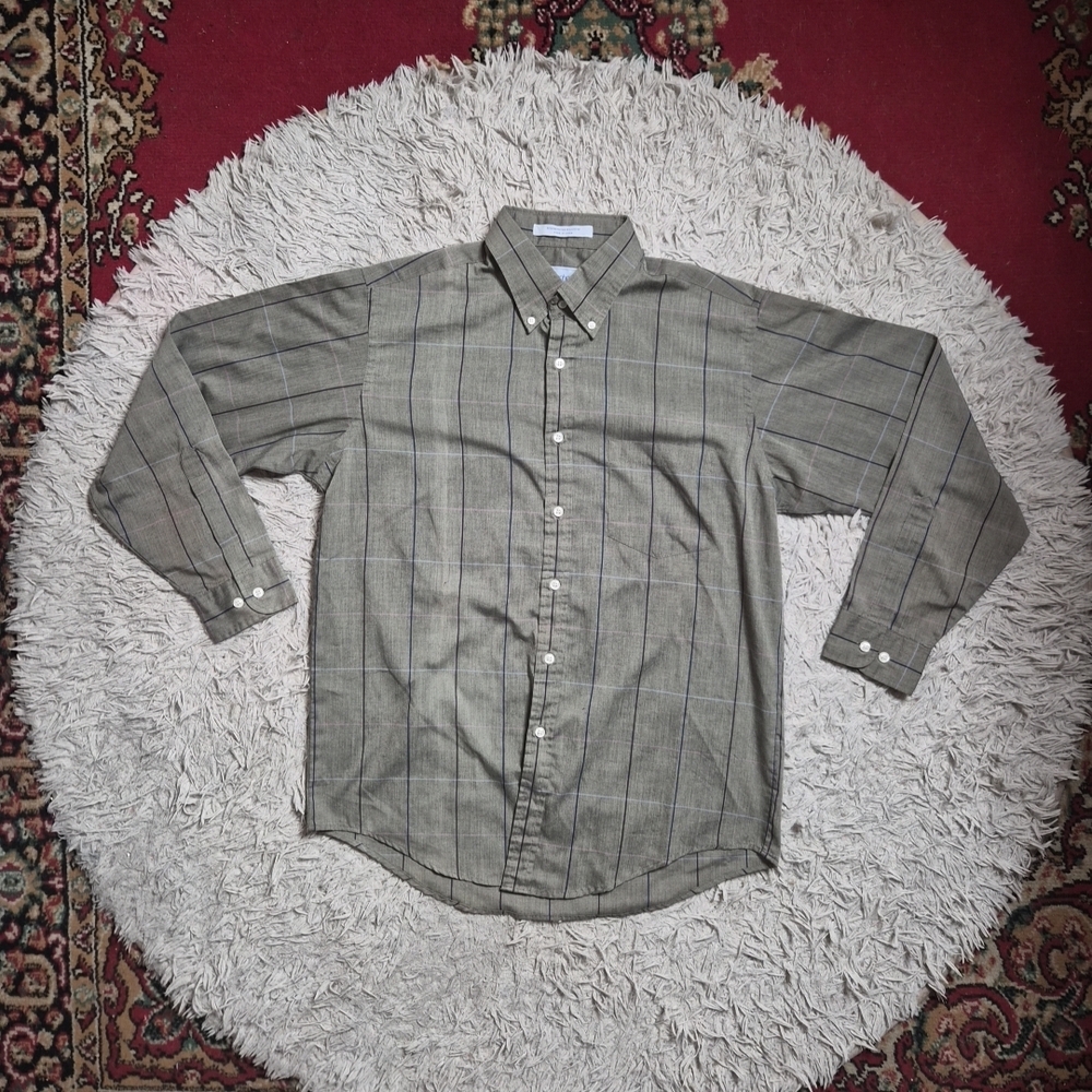 Mens Vintage Button Down Shirt Manhattan Size 16 32/33 70s 80s 90s Lightweight ✨